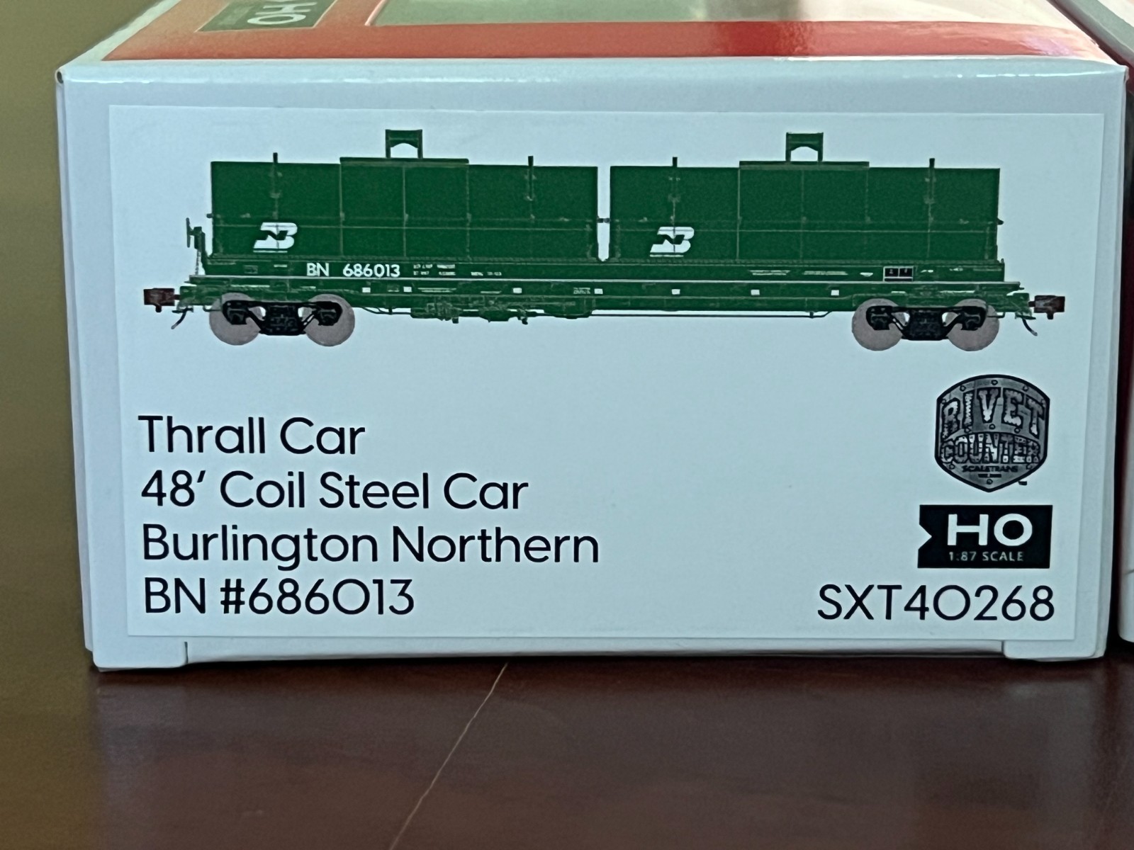 Set of 2- ScaleTrains BN 48′ Coil Steel Car – Rivet Counter – 2 Diff Rd#s – BNIB