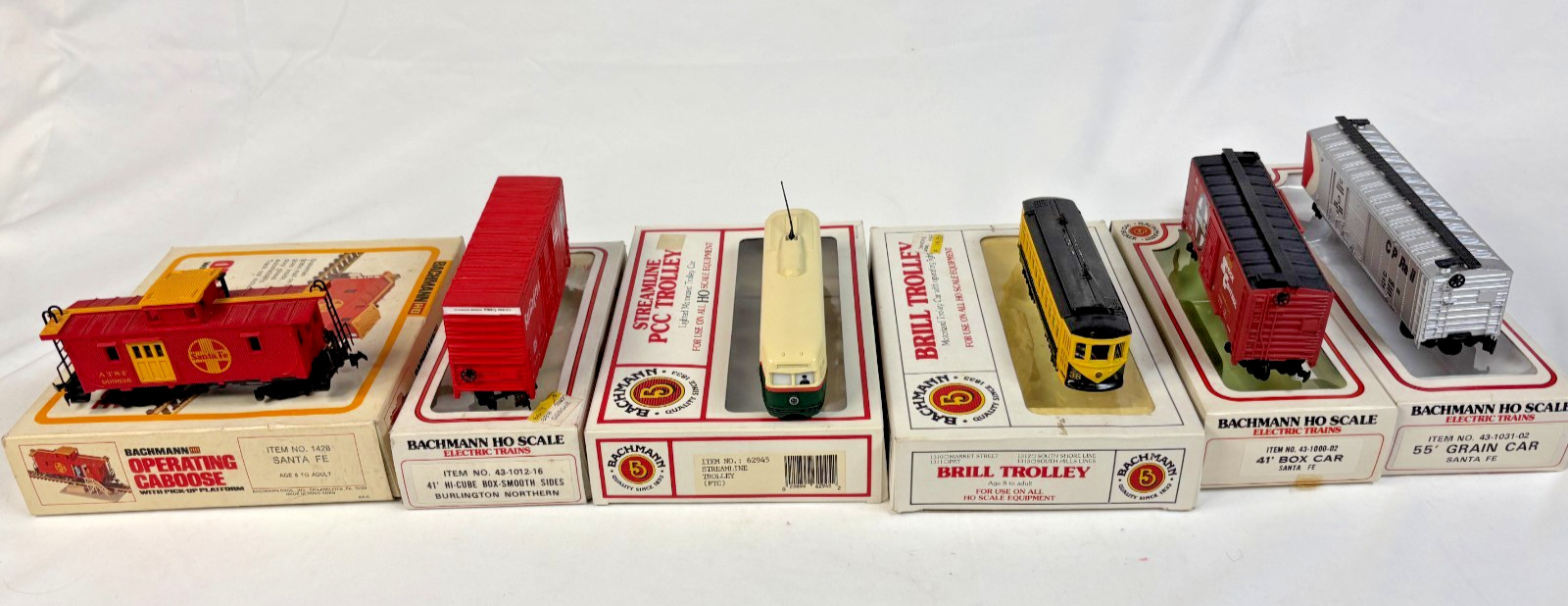 Bachmann Ho Scale Lot Of 6 Cars Trolley Caboose Box Grain Mixed Untested Used