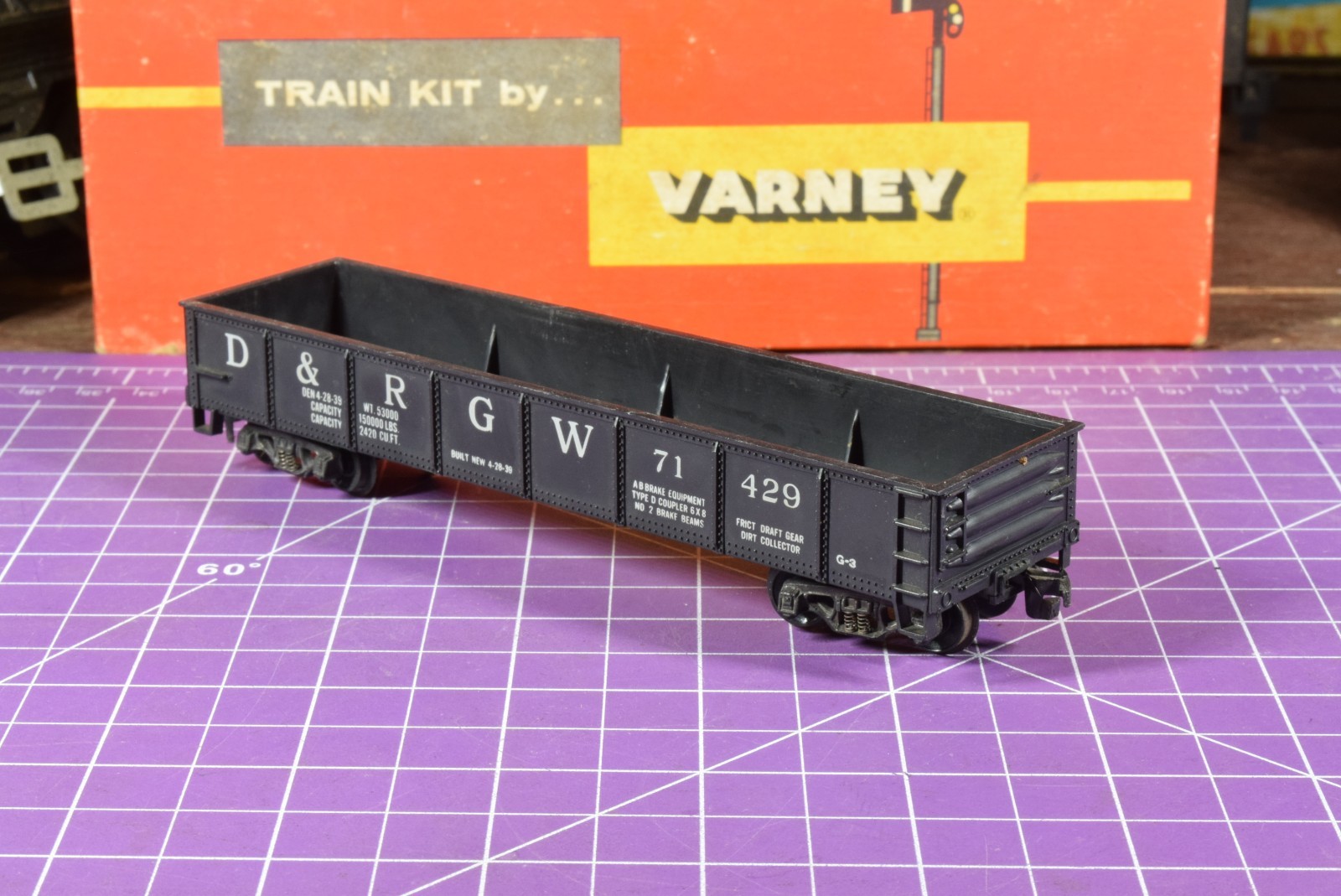 TrkRdy Varney D&RGW Ore Car 71429, active spring die cast trucks, original box