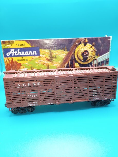 ATHEARN HO KIT AT&SF 50658 ATCHISON TOPEKA & SANTA FE STOCK CAR READY TO GO