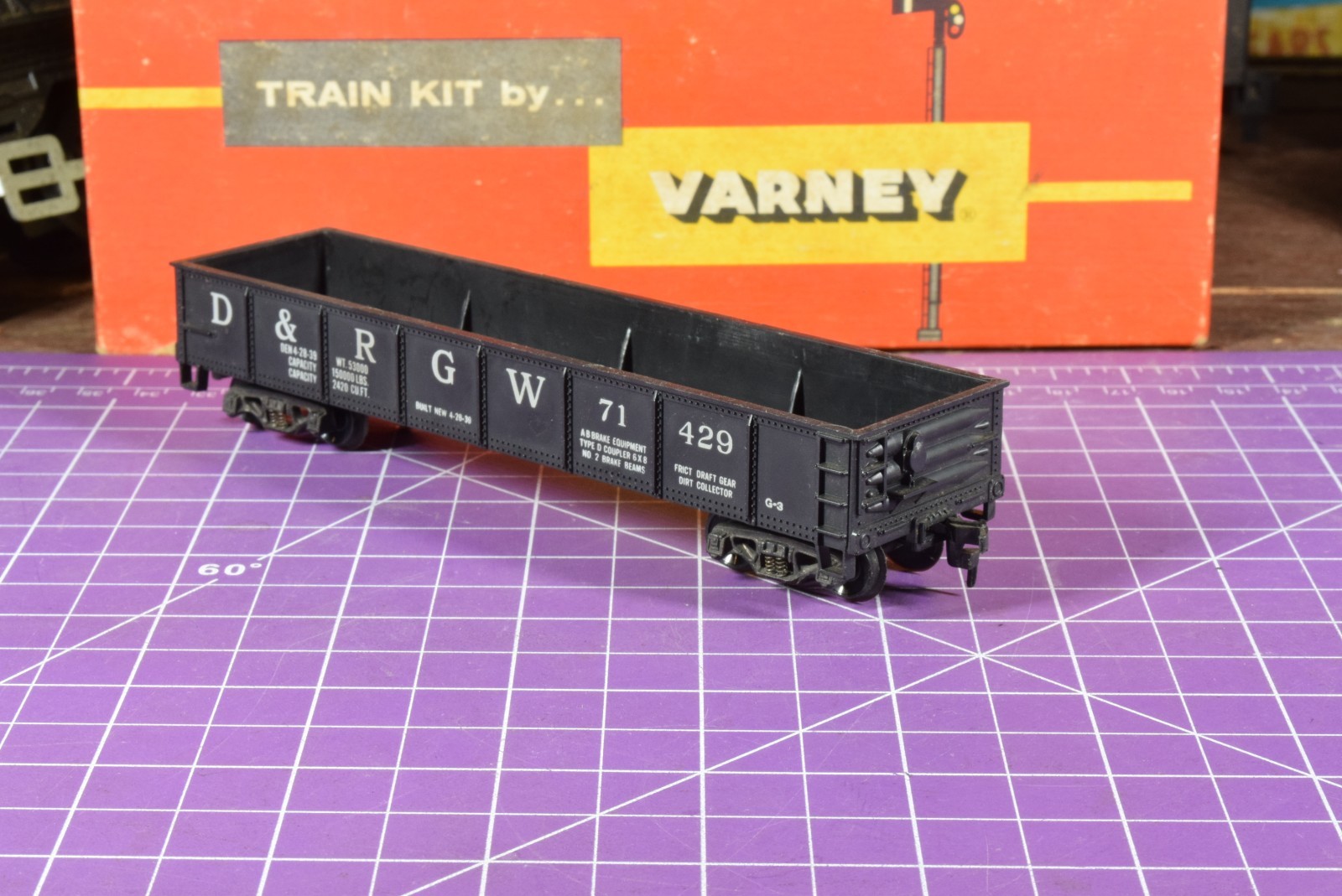 TrkRdy Varney D&RGW Ore Car 71429, active spring die cast trucks, original box