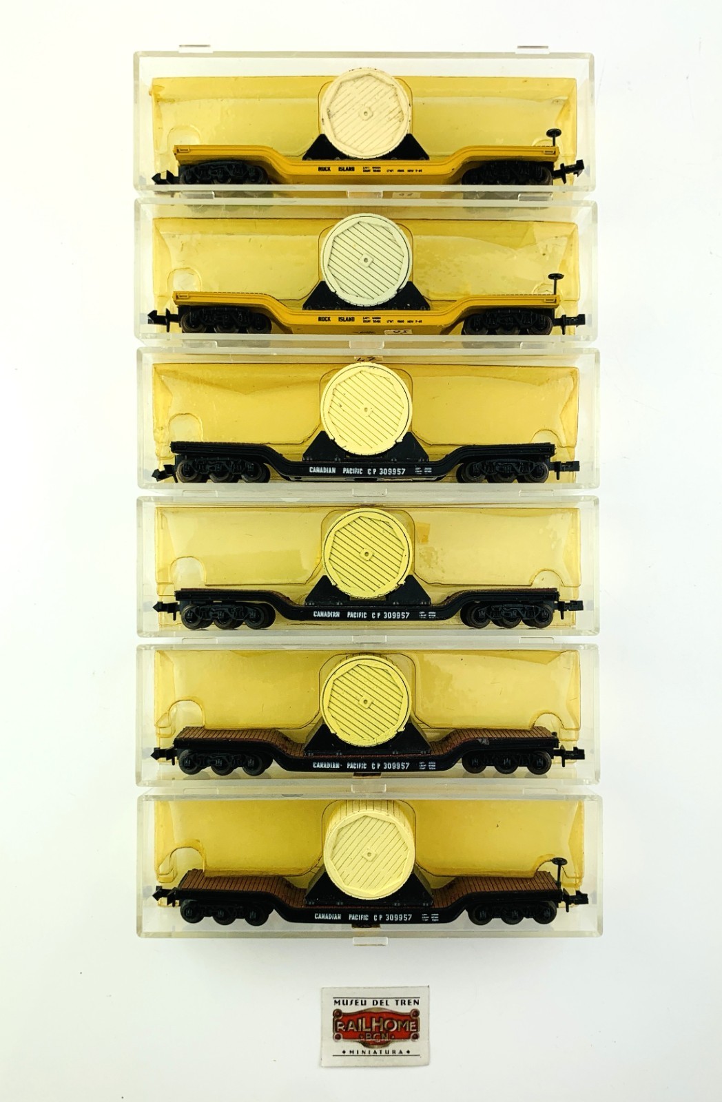 CT19 – ROCO, ATLAS – LOT 6 FLATBED WAGONS WITH COIL LOAD USA