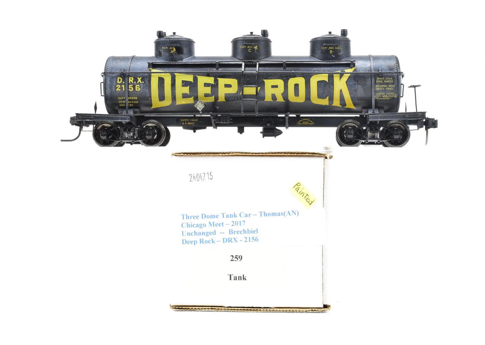 O Scale Brass Unknown Importer DRX Deep Rock 3-Dome Tank Car C/P NO ORIGINAL BOX