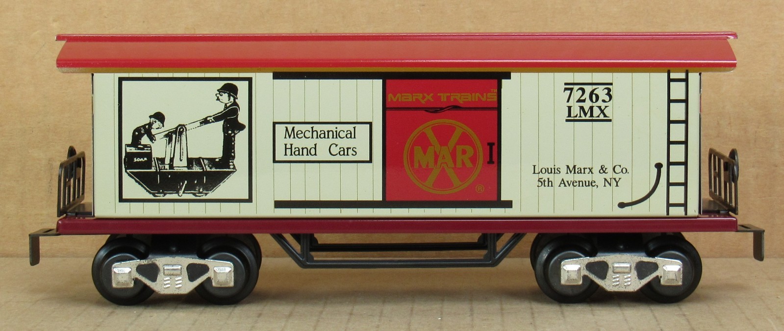 New/Modern Marx 7263 Mechanical Hand Cars & Krazy Cat Boxcar O-Gauge (no box)