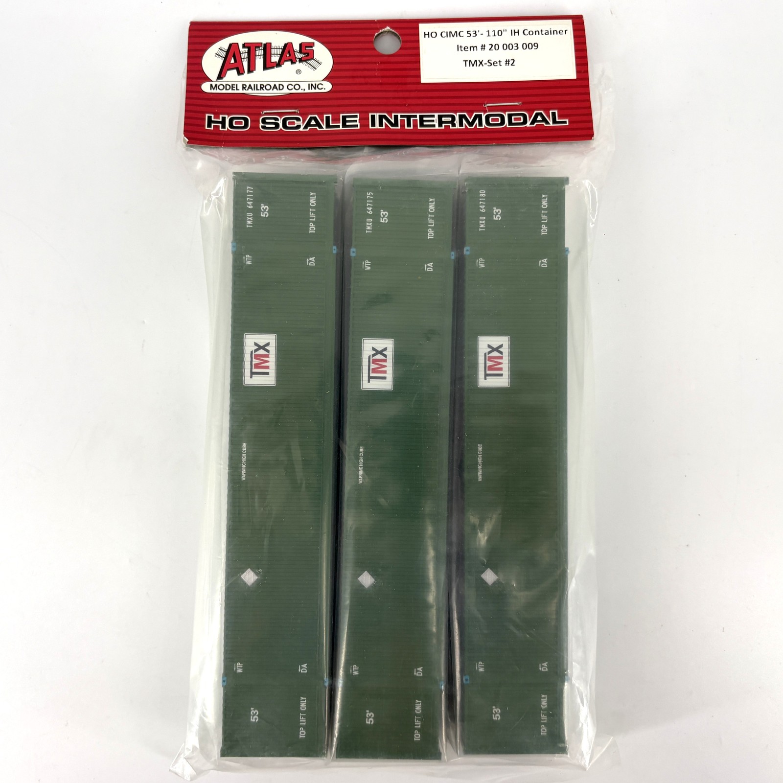 Atlas HO Scale TMX 53′ CIMC 110″ IH Intermodal Container Set #2 (3-Pack) Green