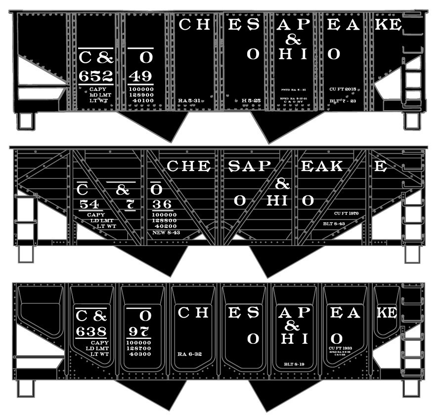 Accurail ~ HO Scale ~ 55-Ton Twin Hopper ~ Chesapeake & Ohio ~ 3-Pack ~ 8186