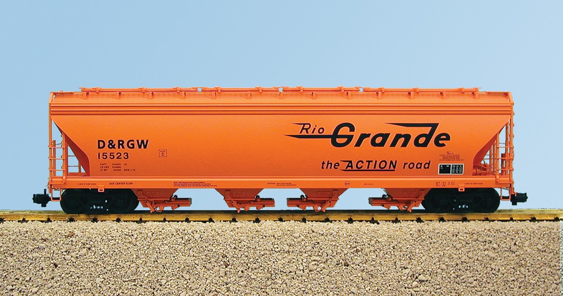 USA Trains R14106 DRG&W 4-BAY Center Flow Covered Hopper Orange Rio Grande 15531