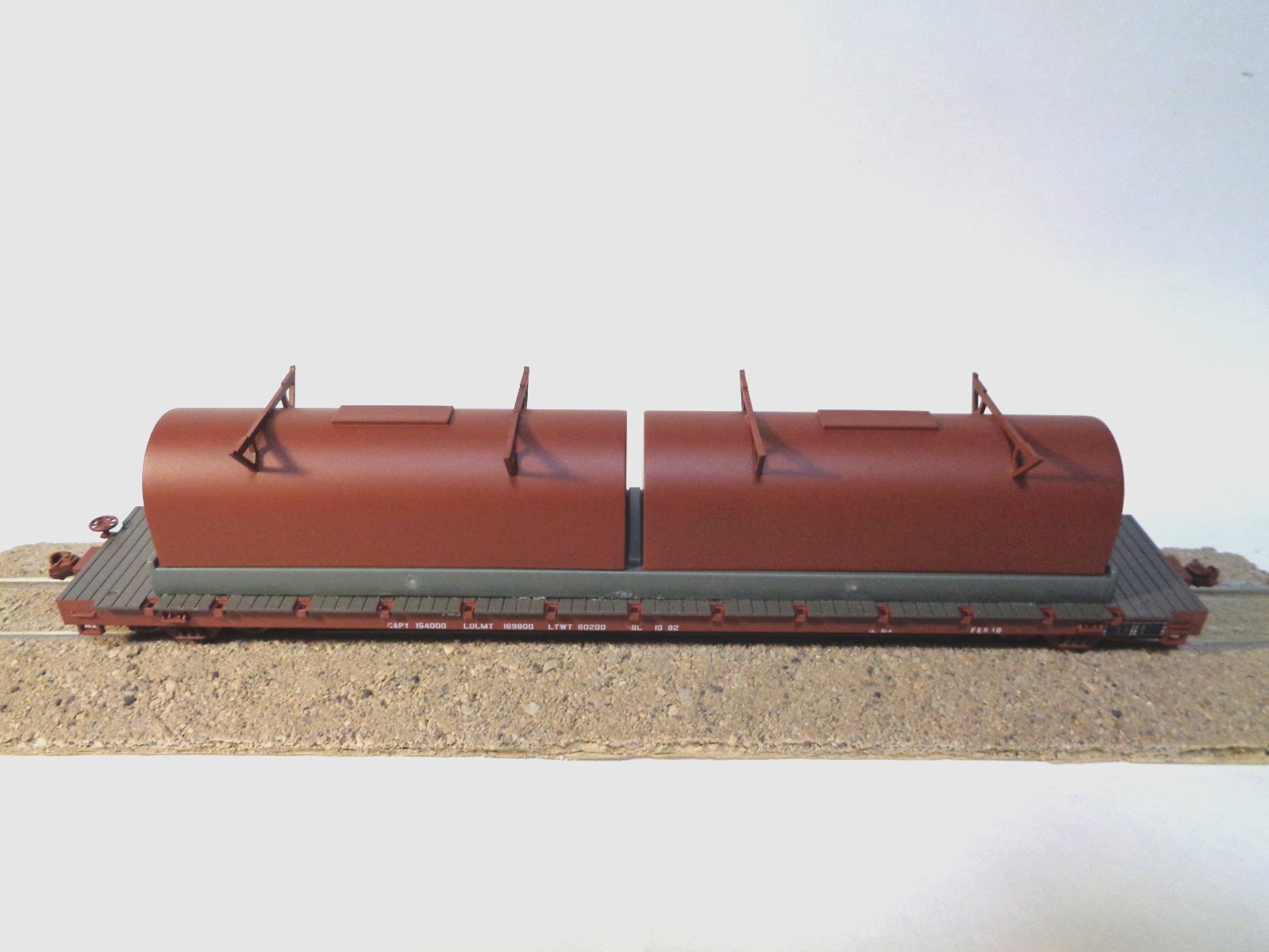 MDC Roundhouse HO Custom 60′ Coil Flatcar Data Only w/coil covers.