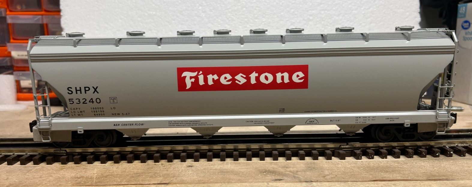 LIONEL 6-17196 FIRESTONE 4 BAY ACF HOPPER ALUMINIUM BODY