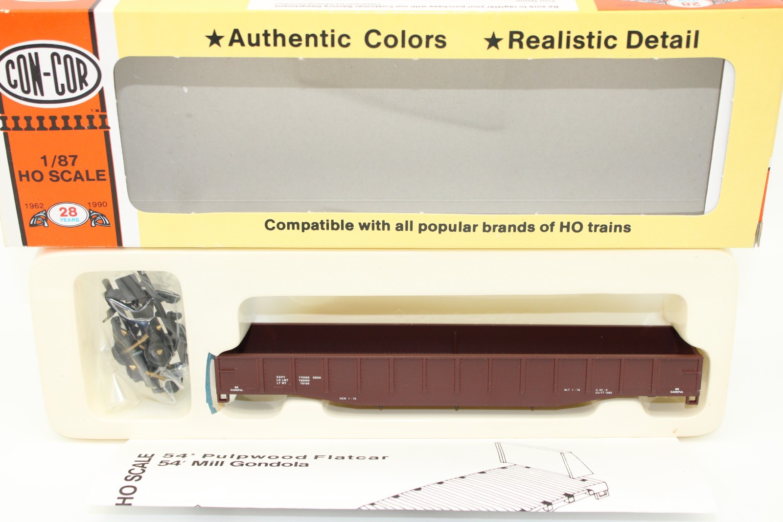 Con-Cor HO Scale Data Only 54′ Mill Gondola Car Kit NIB