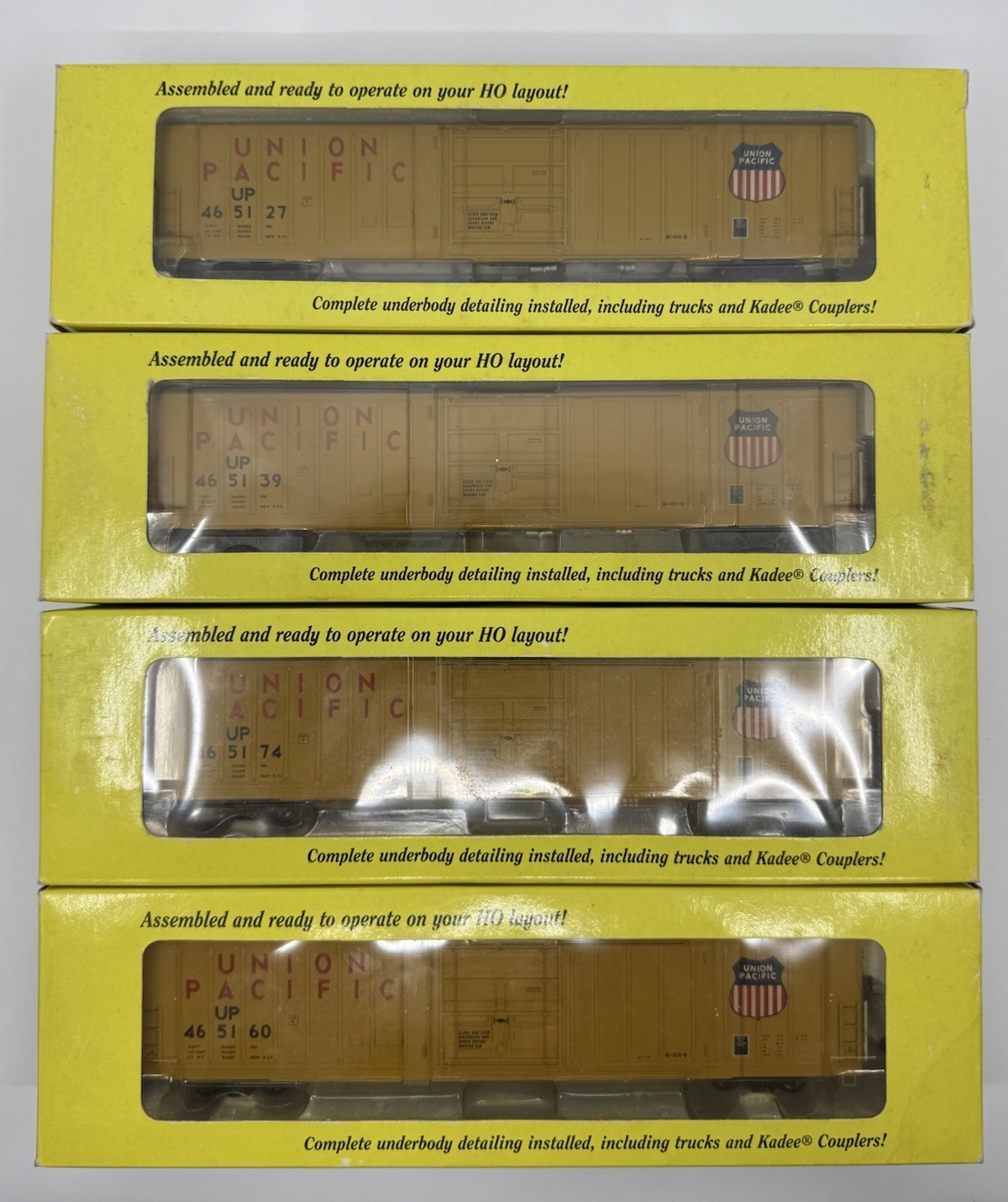 HO Lot of 4 Eel River Models ERM Union Pacific 62’ PC&F Boxcars UP Set #2