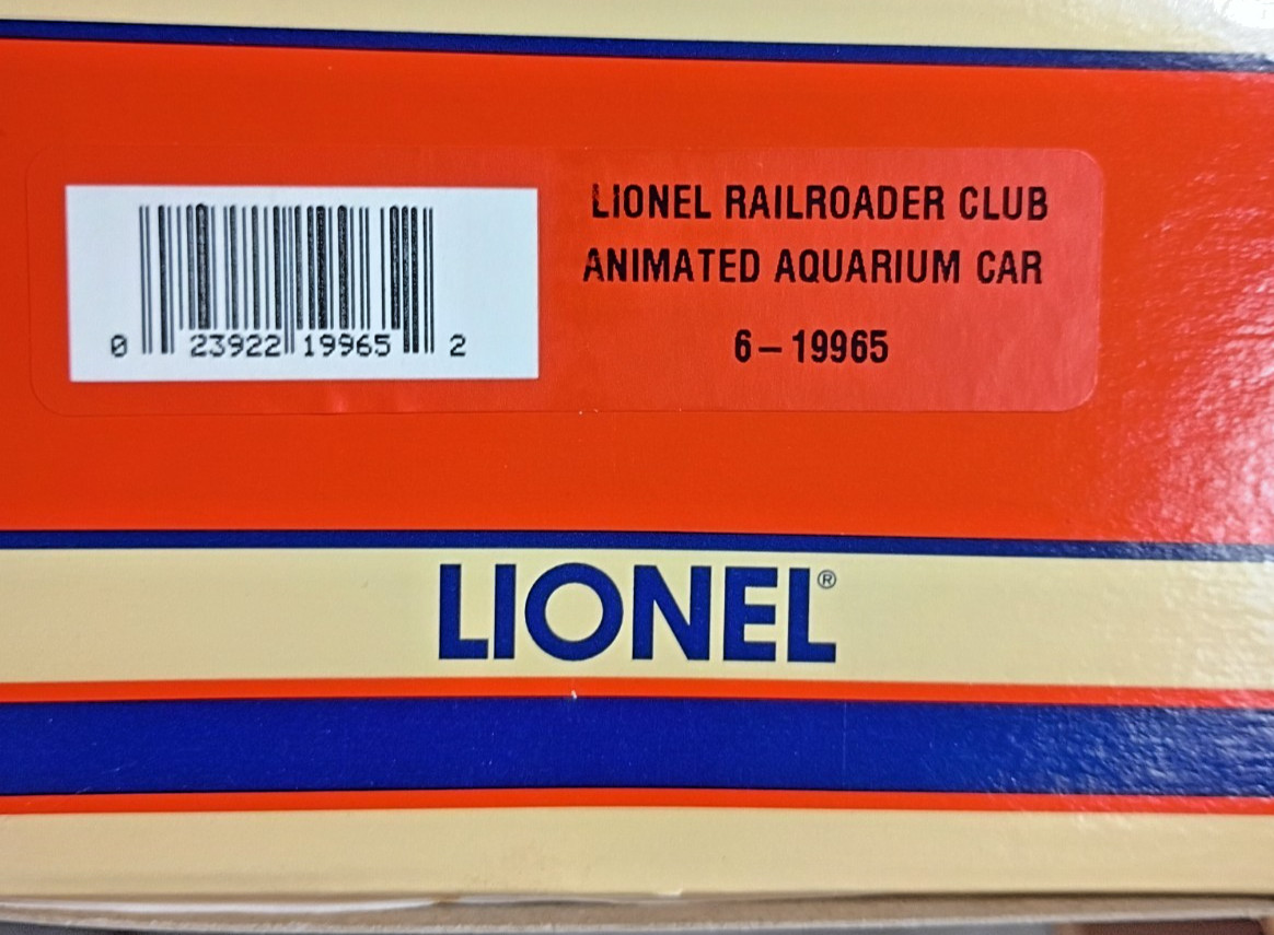 Vintage 1998 Lionel 6-19965 Railroader Club Animated Aquarium Car New w/ ShipBox