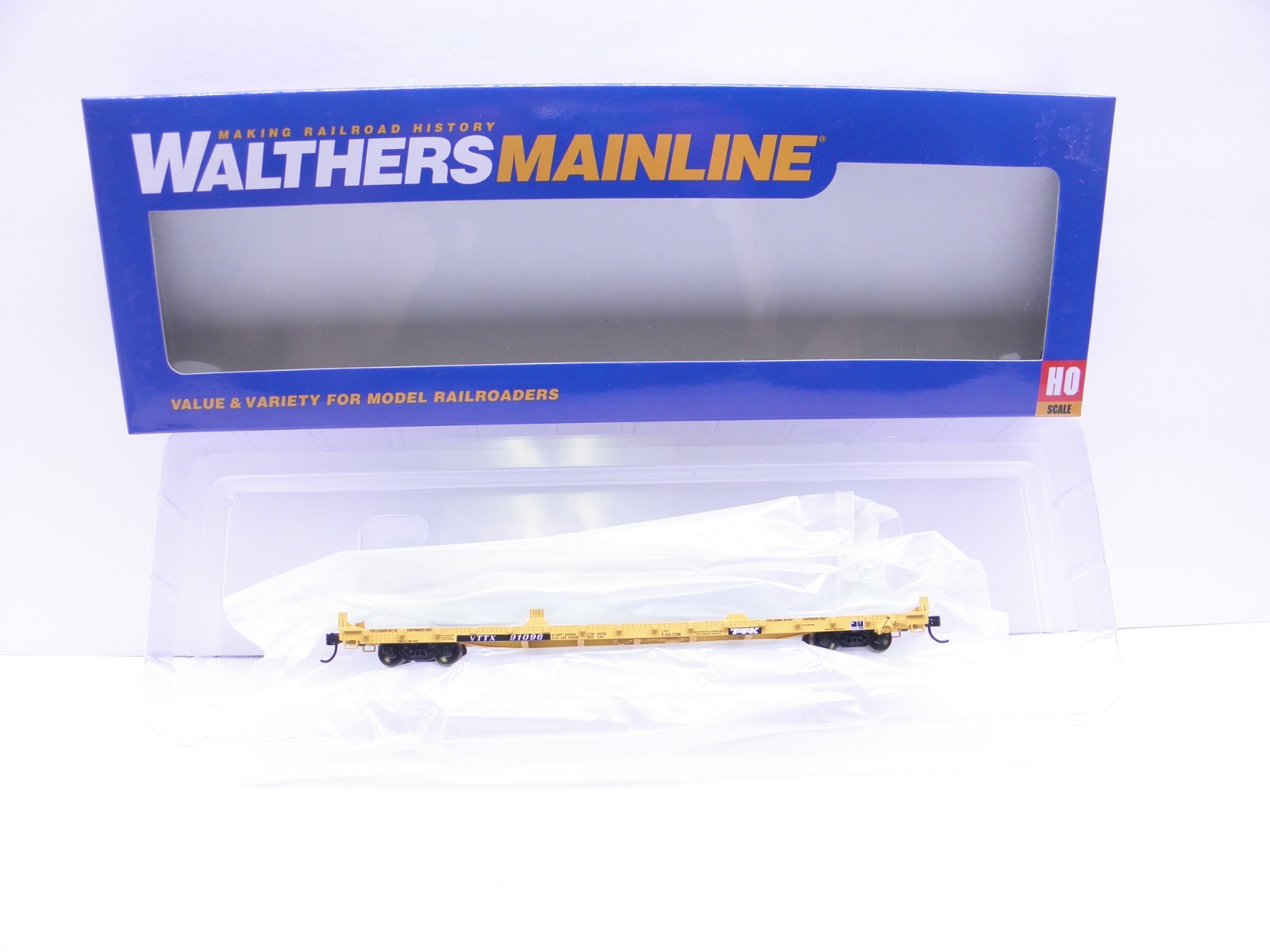WALTHERS 60′ PULLMAN STANDARD FLATCAR TRALER TRAIN -VTTX #91096 -HO SCALE