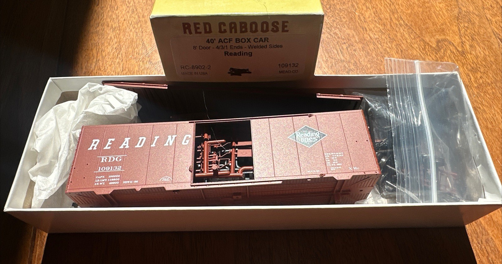 Red Caboose HO Kit #RC-8902-2 40’ ACF Box Car 8’ Door Reading RDG 109132 NIB NY