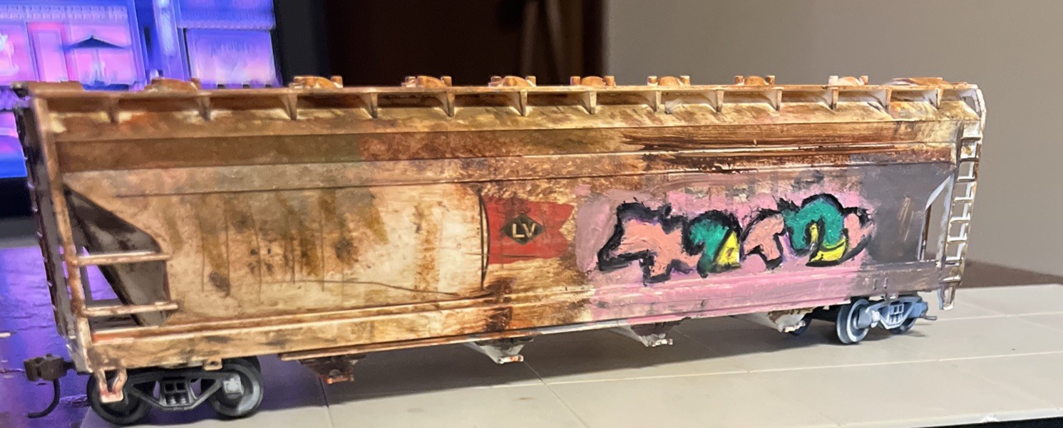 HO Scale Custom Graffiti + Weathered Quad Hopper