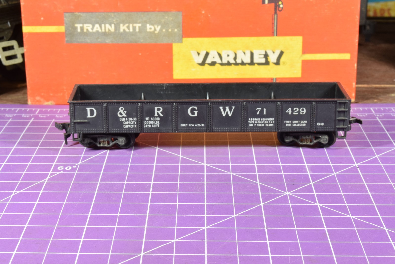 TrkRdy Varney D&RGW Ore Car 71429, active spring die cast trucks, original box