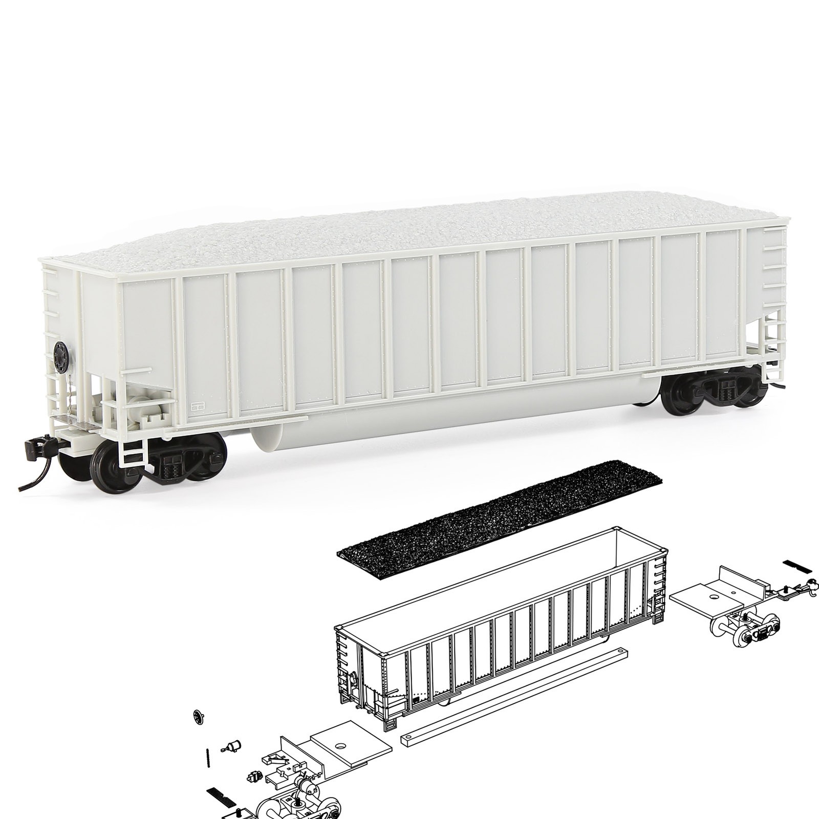 Evemodel HO Scale 1:87 Blank Unassembled Coal Wagon Coalporter Plastic C8771JJ