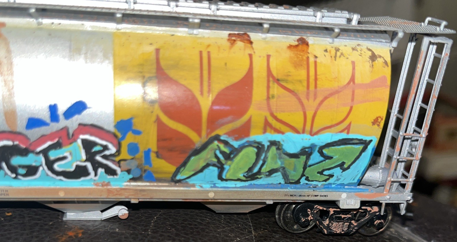 HO Scale Intermountain Custom Graffiti + Weathered Hopper.