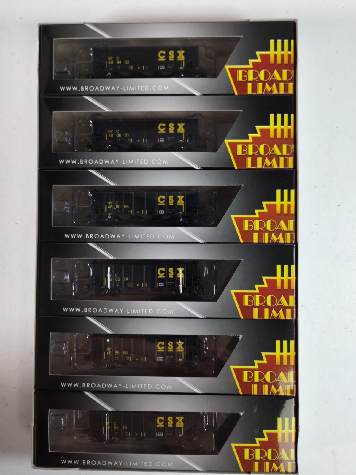 Broadway Limited Imports 6-Pack CSX 3-Bay Hoppers w/load – NOS – Rare