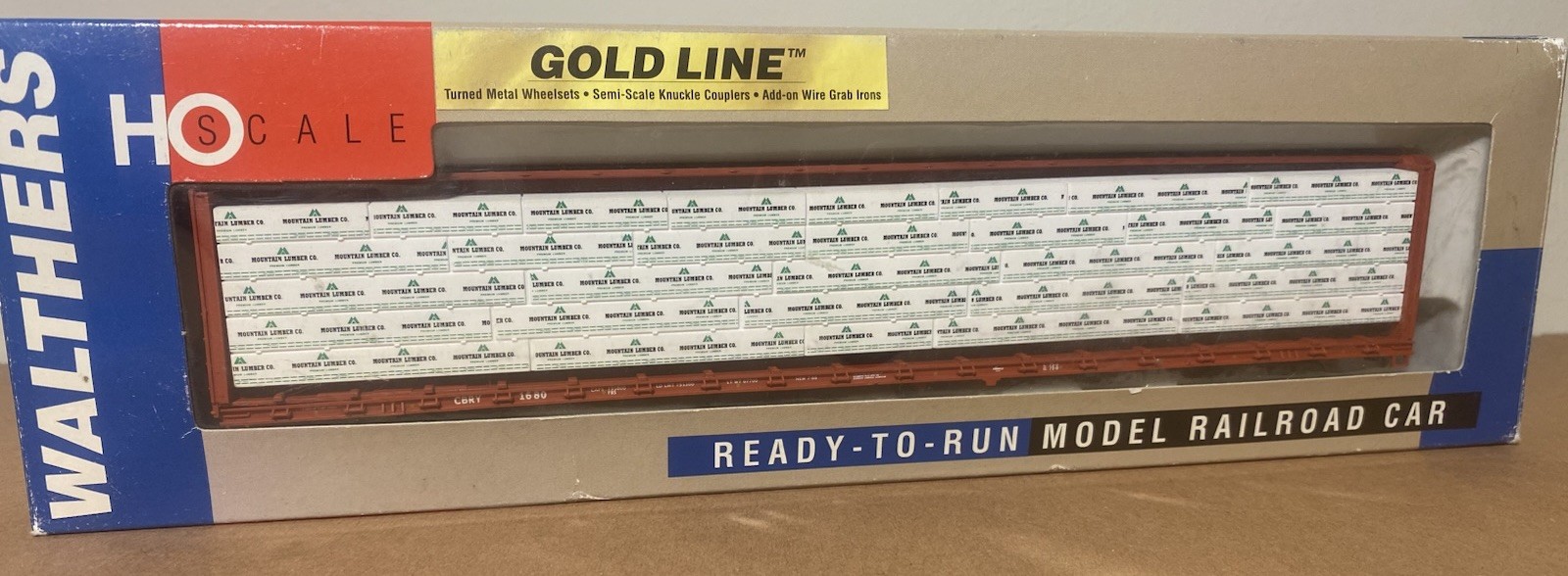 Walthers Goldline 932-4132 CBRY 72’ Center Beam Lumber Car With Lumber Load -New