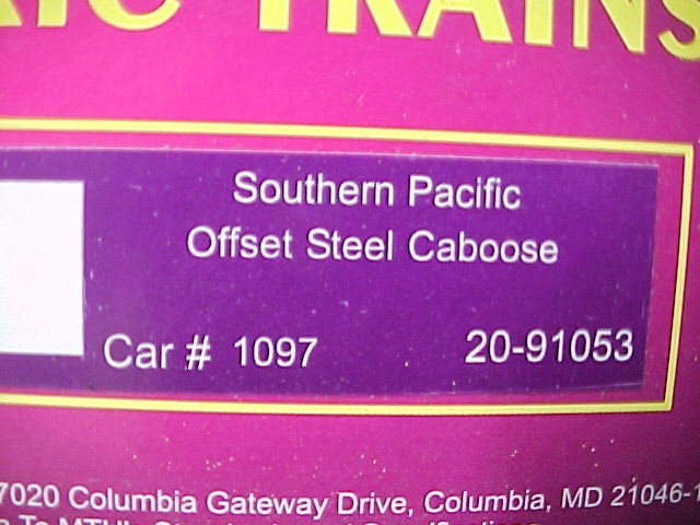 MTH PREMIER SOUTHERN PACIFIC OFFSET STEEL CABOOSE 20-91053 O SCALE