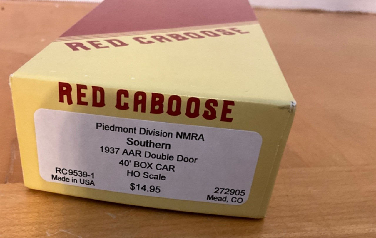 Red Caboose 1937 AAR Double Door 40” Box Car SOUTHERN Piedmont Div RC9539-1 HO