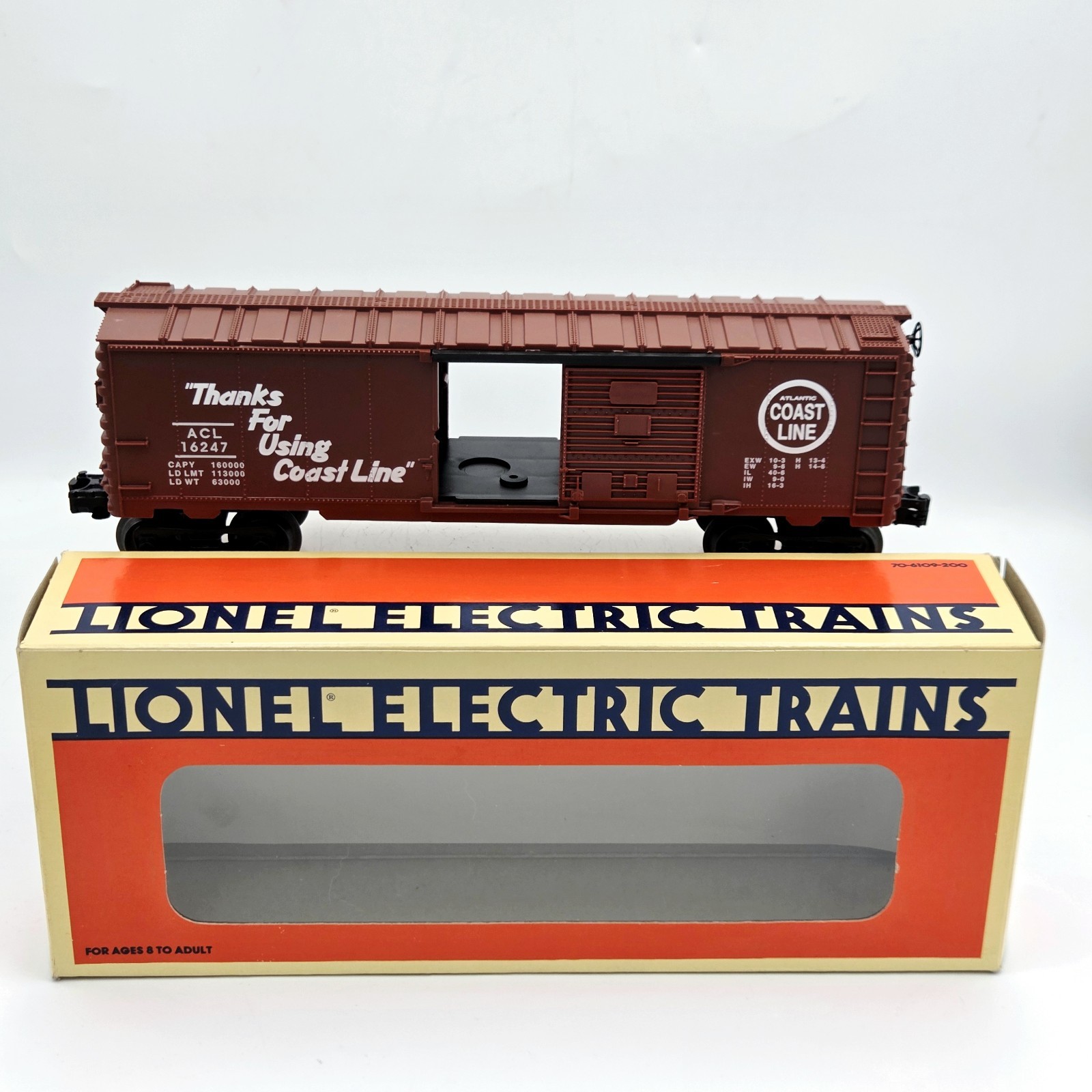 Lionel O Gauge #6-16247 Atlantic Coastline Single Door Freight USA New Box 1993