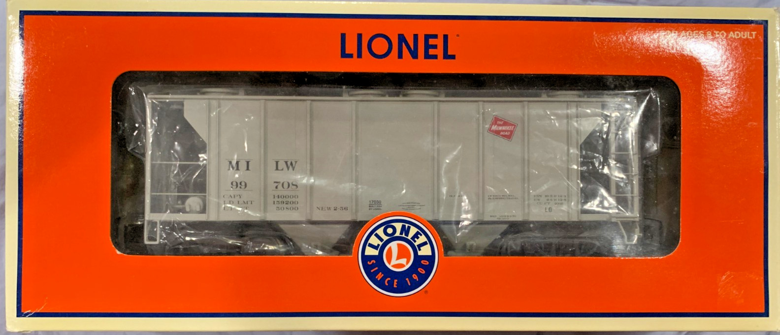 Lionel 6-17030, Milwaukee Road PS-2 2 Bay Hopper , #99708, O Scale 1/48, New