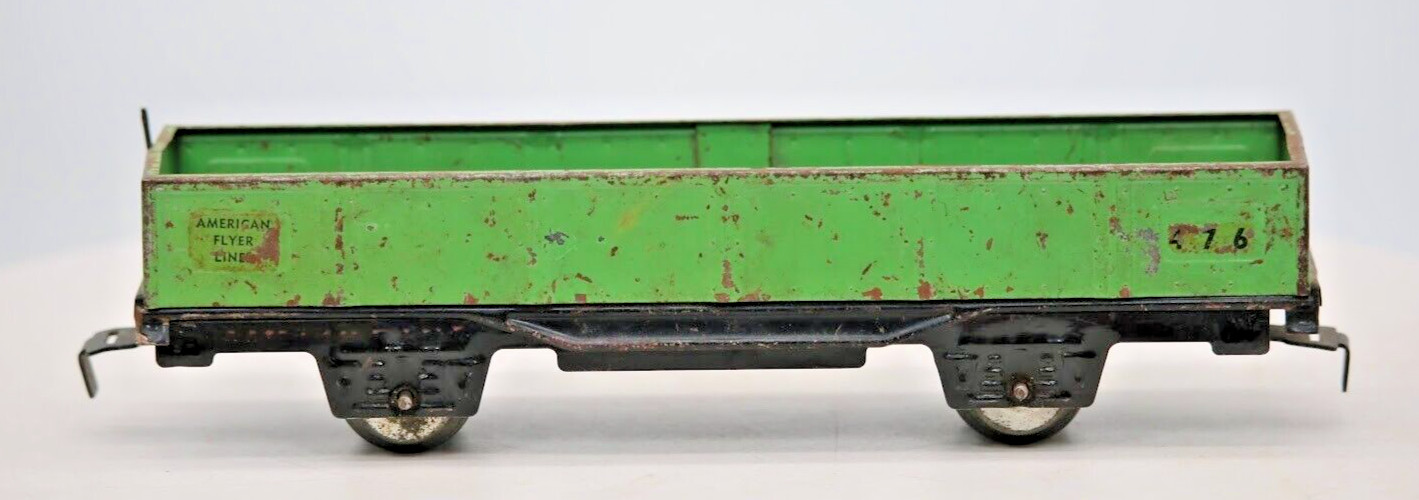 O Scale American Flyer Green Gondola #476 Made from Pressed Steel.