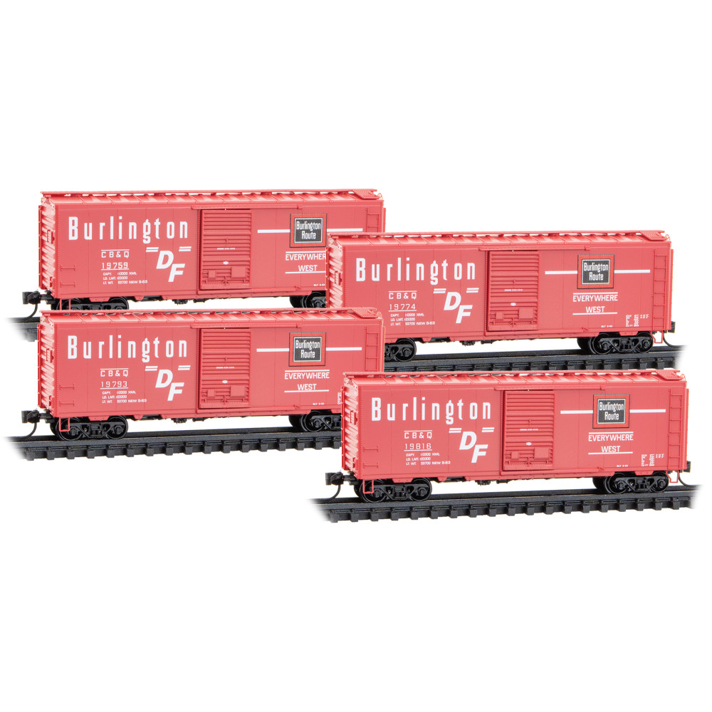 Micro-Trains MTL 98300240 Burlington CB&Q 40′ Box Car Runner Pack