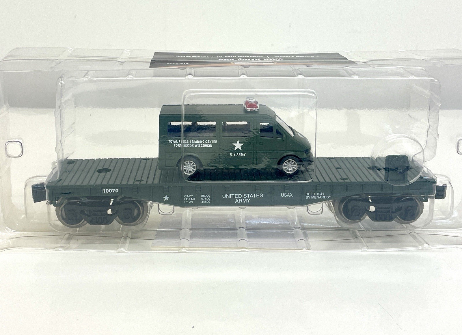 Menards Gold Line US Army SFC Flatcar w/ Army Van 279-3449 New Sealed