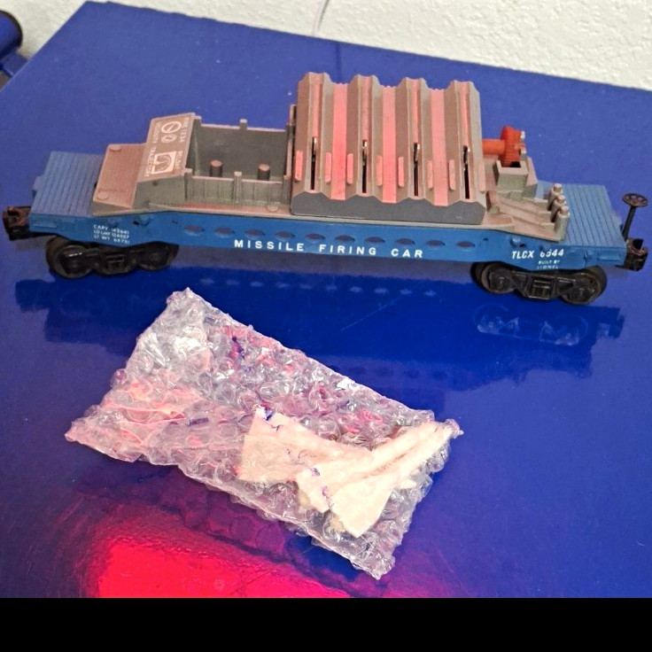 Lionel O Gauge TLCX 6544 Flat Car Missile Firing Military Blue Gray