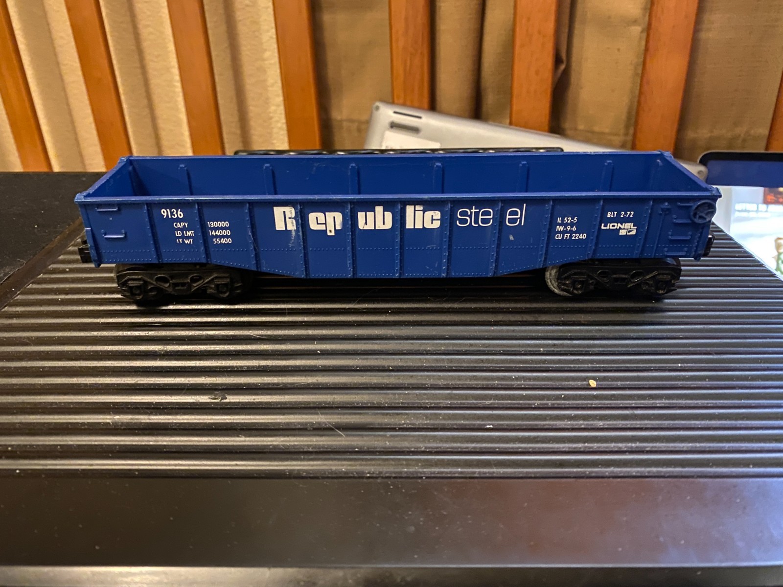 L1 Lionel 9136 Republic Steel Gondola Blue Plastic No Box