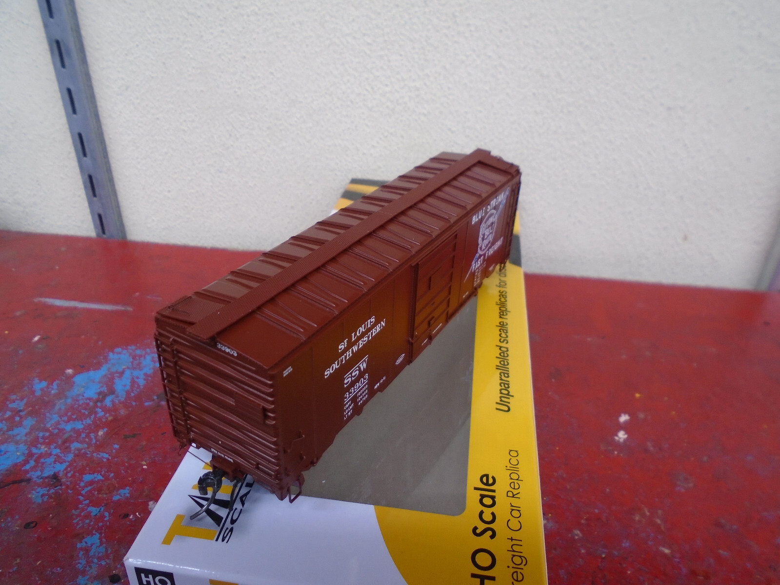 Tangent SSW Cotton Belt P-S SP Lines 40’6″ Boxcar 23122 HO Scale Blue Streak
