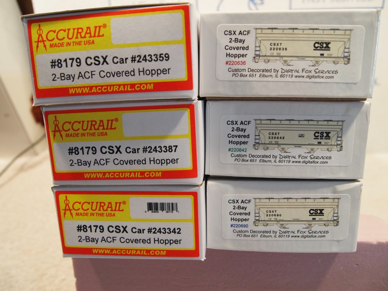ACCURAIL C S X T 6-pack DIFFERENT No.s ACF 2-BAY CENTER-FLOS, 2-SCHEMES