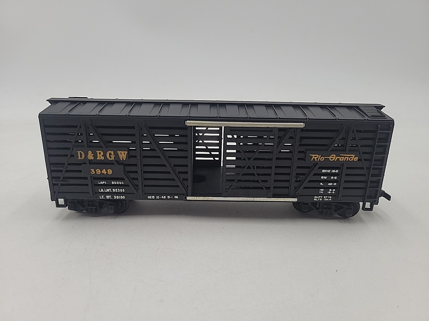 Vintage TYCO HO Scale Rio Grande D&RGW 3949 Stock Cattle Car Black