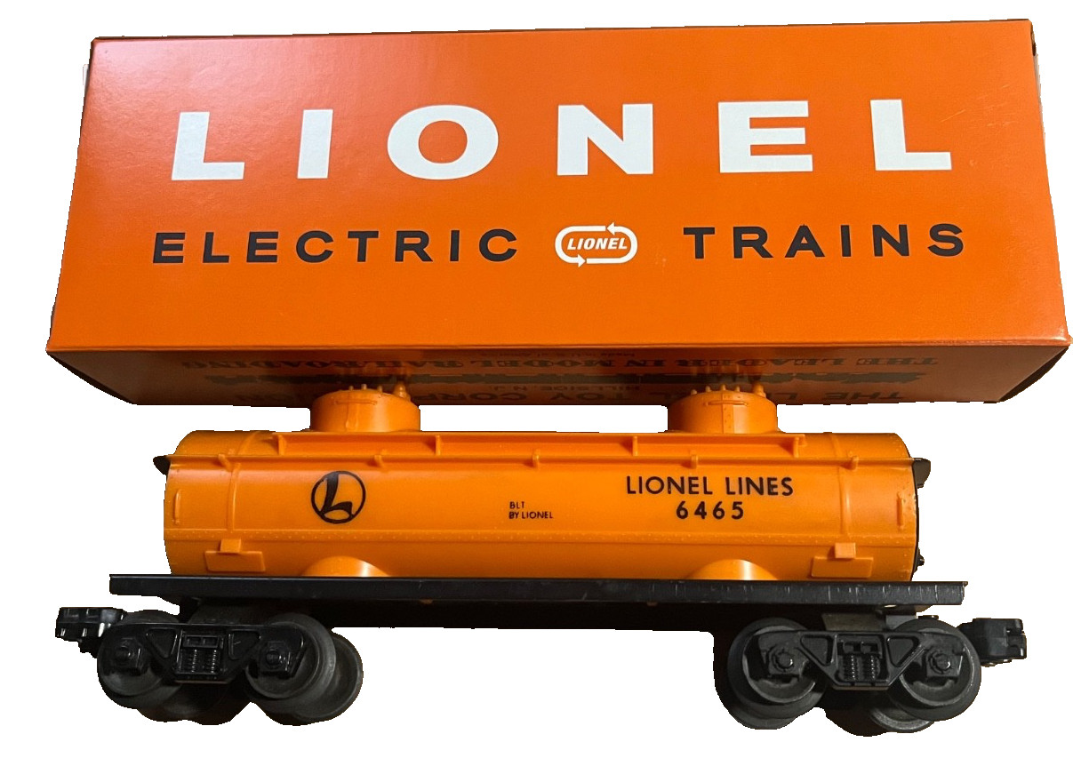 Postwar Lionel 6465-160 Tank Car (Orange/Black Ends) *A