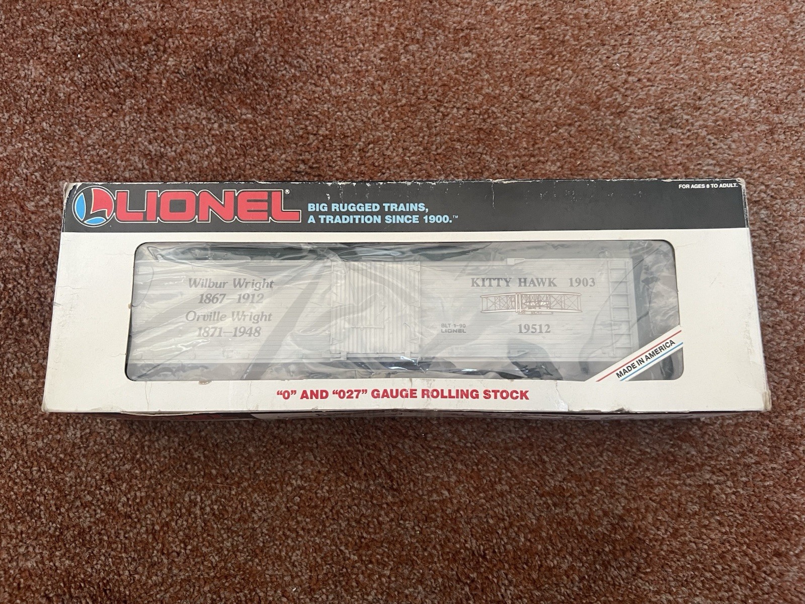Lionel 6-19512 Wright Brothers Reefer O O27 Gauge Freight Car w/ Box Used