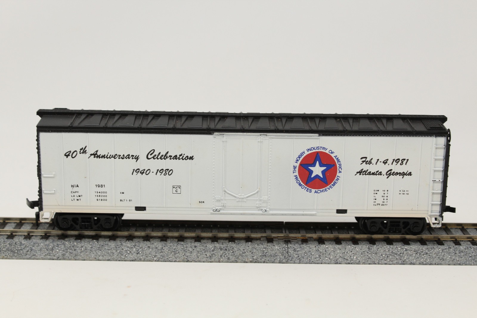 HO Scale Bev-Bel 1981 HIA Convention Car 50′ Plug Door Box Car Atlanta Georgia