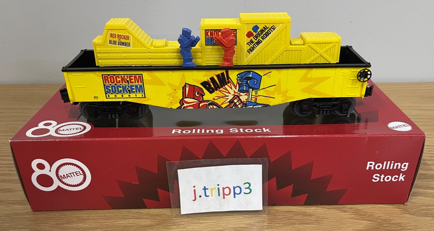 Lionel 2528840 Mattel Rock ‘Em Sock ‘Em Robots Chasing Gondola O Gauge Train Car
