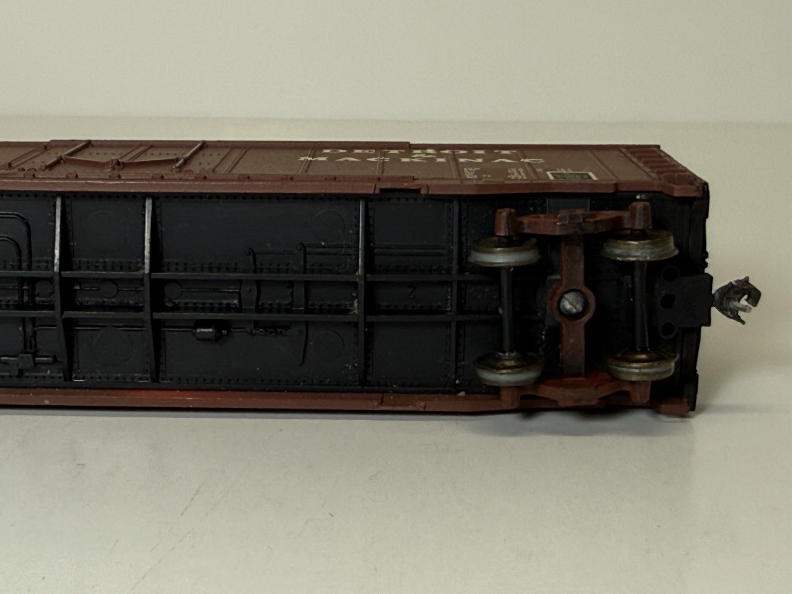 HO, Custom-Tyco, Detroit & Mackinaw, Brown 50’ Boxcar # DM-2168