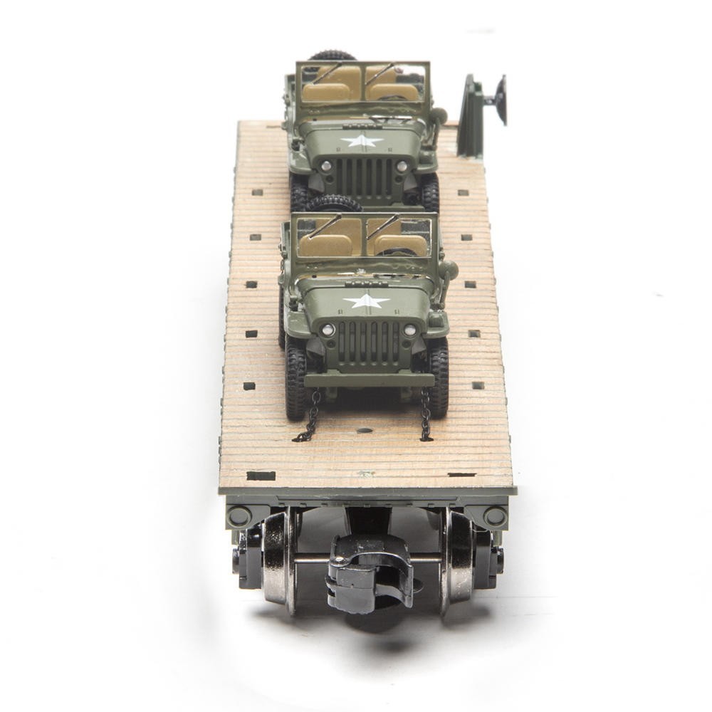 O Gauge – UNITED STATES ARMY MILITARY FLAT CAR w/Jeeps – NEW