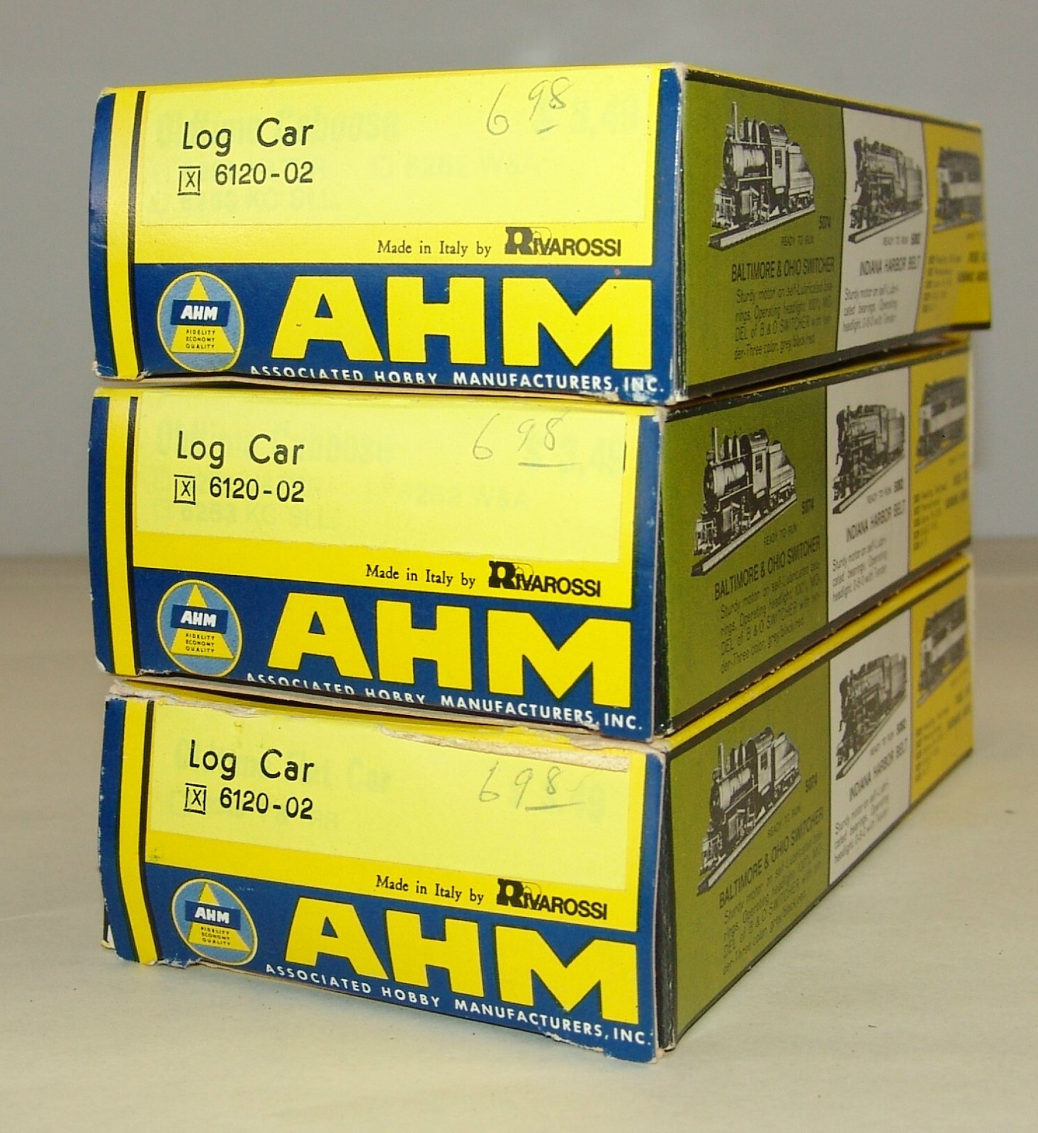 AHM RIVAROSSI HO 3 LOG BUGGIES CARS (L87)