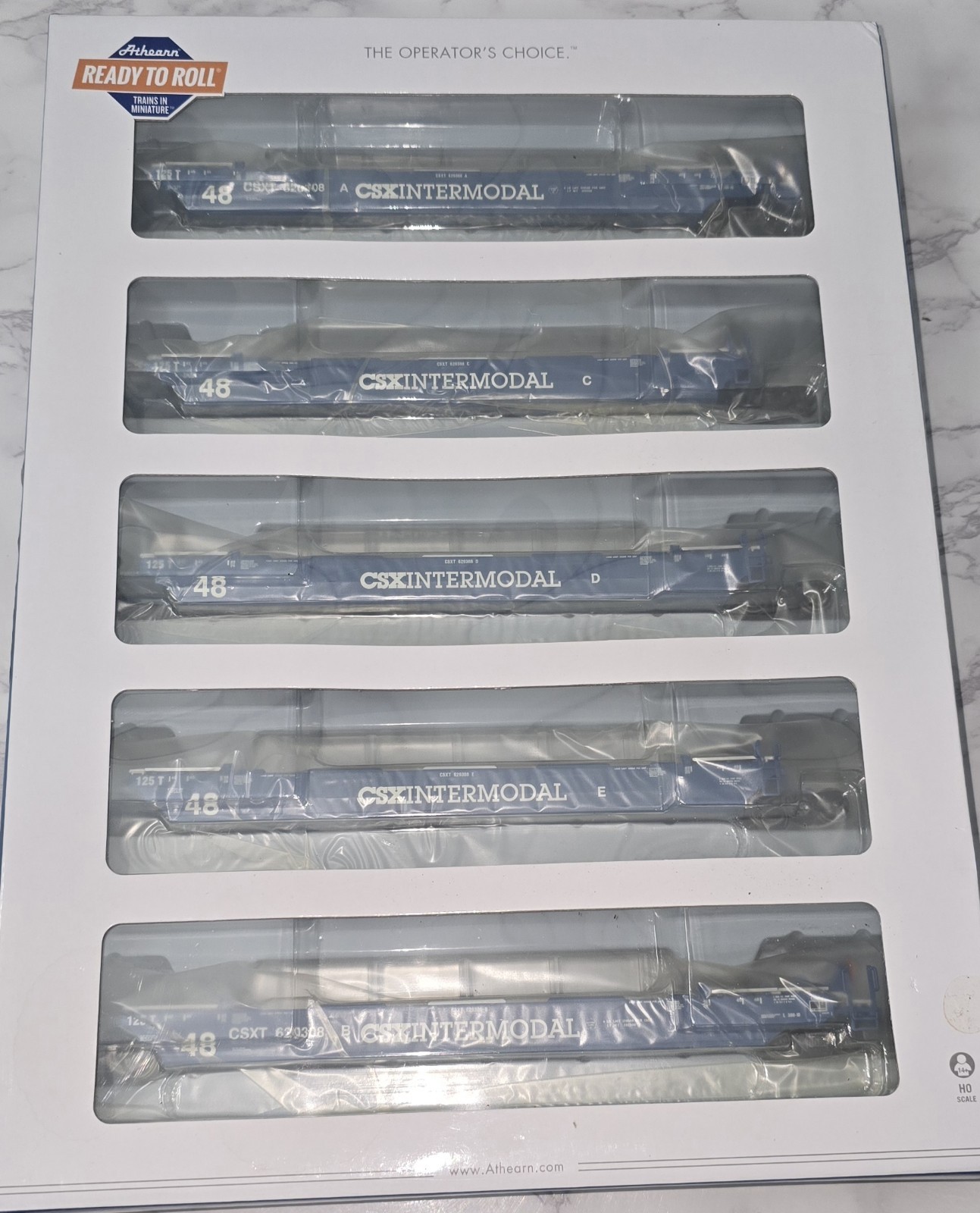 HO Scale (5Pack) CSX Maxi III Well Car #620308 – Athearn ATH15589