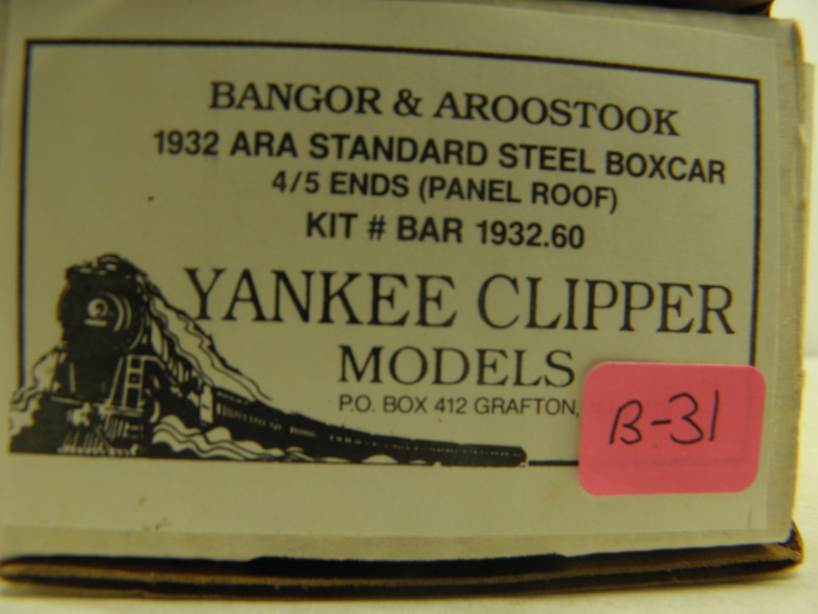YANKEE CLIPPER 1932 ARA STEEL BOXCAR “BAR” RESIN HO KIT #BAR 1932.60 (B-31)