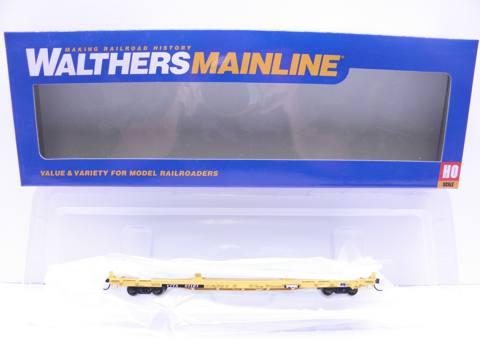 WALTHERS 60′ PULLMAN STANDARD FLATCAR TRALER TRAIN -VTTX #91121 -HO SCALE