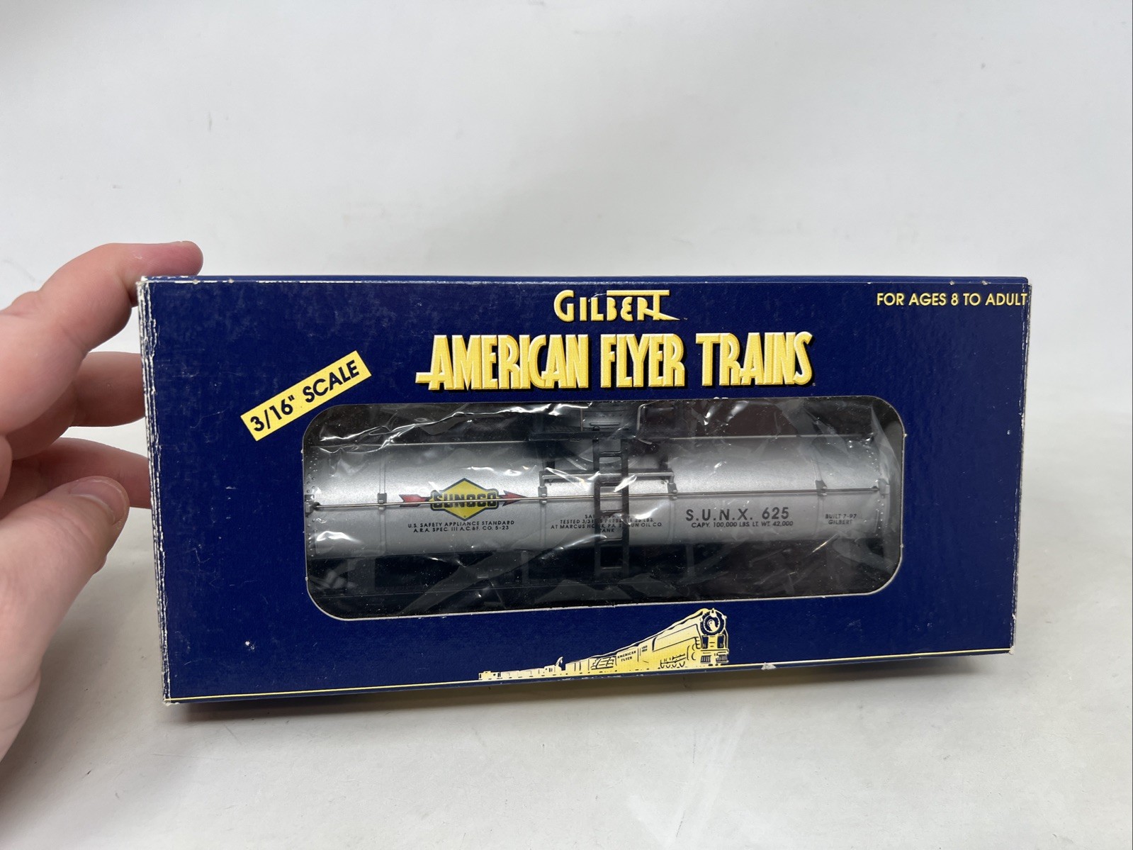 American Flyer Lionel 6-48408 S 625 Sunoco SD Tank Car Silver NIB 1997 USA