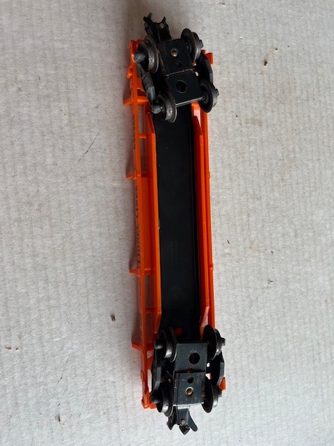 LIONEL POSTWAR 6362 – O Gauge – Orange – RAIL TRUCK CAR #636255 – with Box!