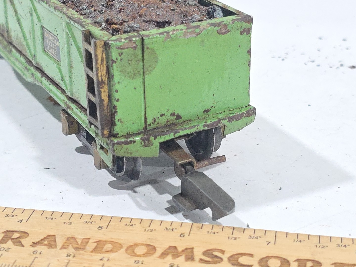 As Is American Flyer 476 Prewar O Gauge Tin Gondola W/ Custom Real Scrap Load