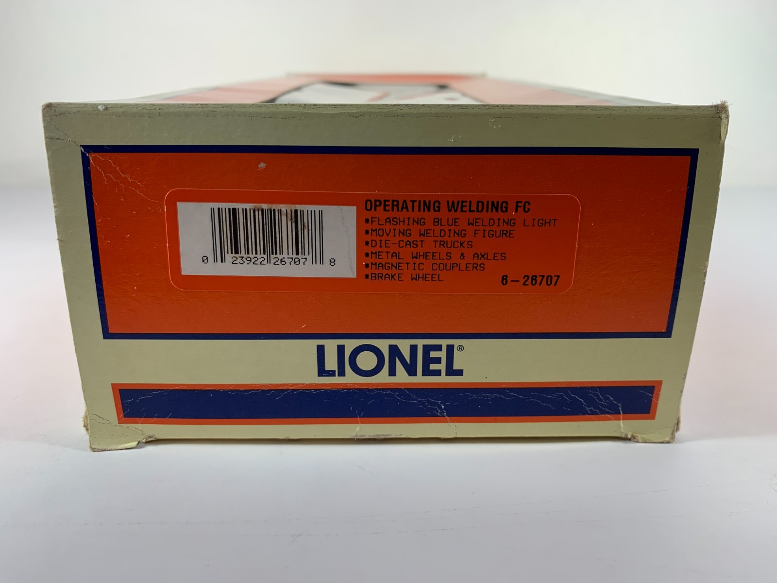 LIONEL 6-26707, LIONEL STEEL OPERATING WELDING FLAT CAR, OB (2000)